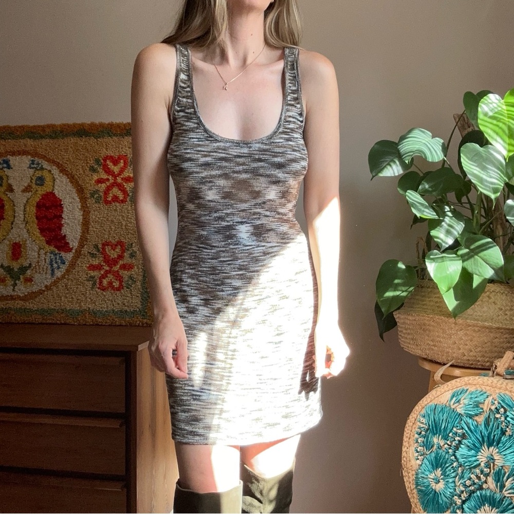 Jack Heathered Brown Black White Tank Dress Size Medium